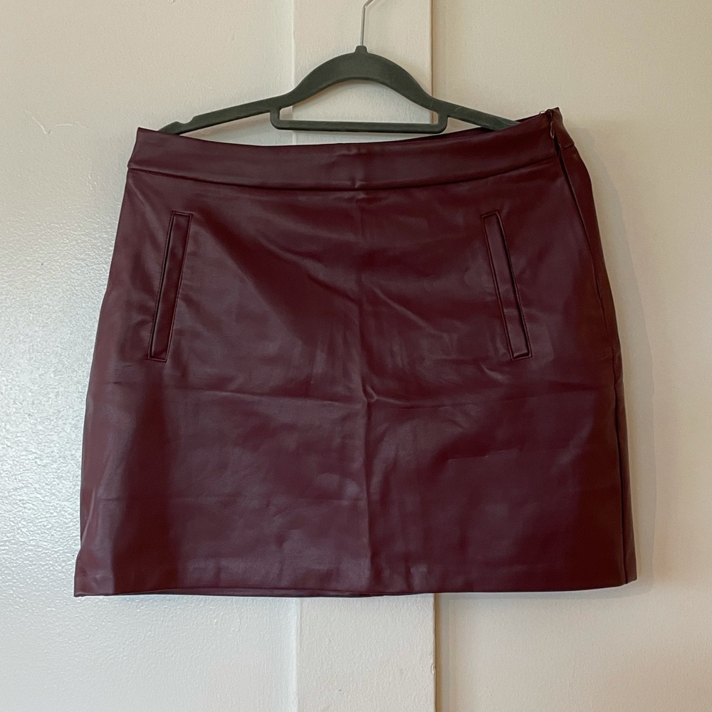 Deep purple faux leather mini skirt